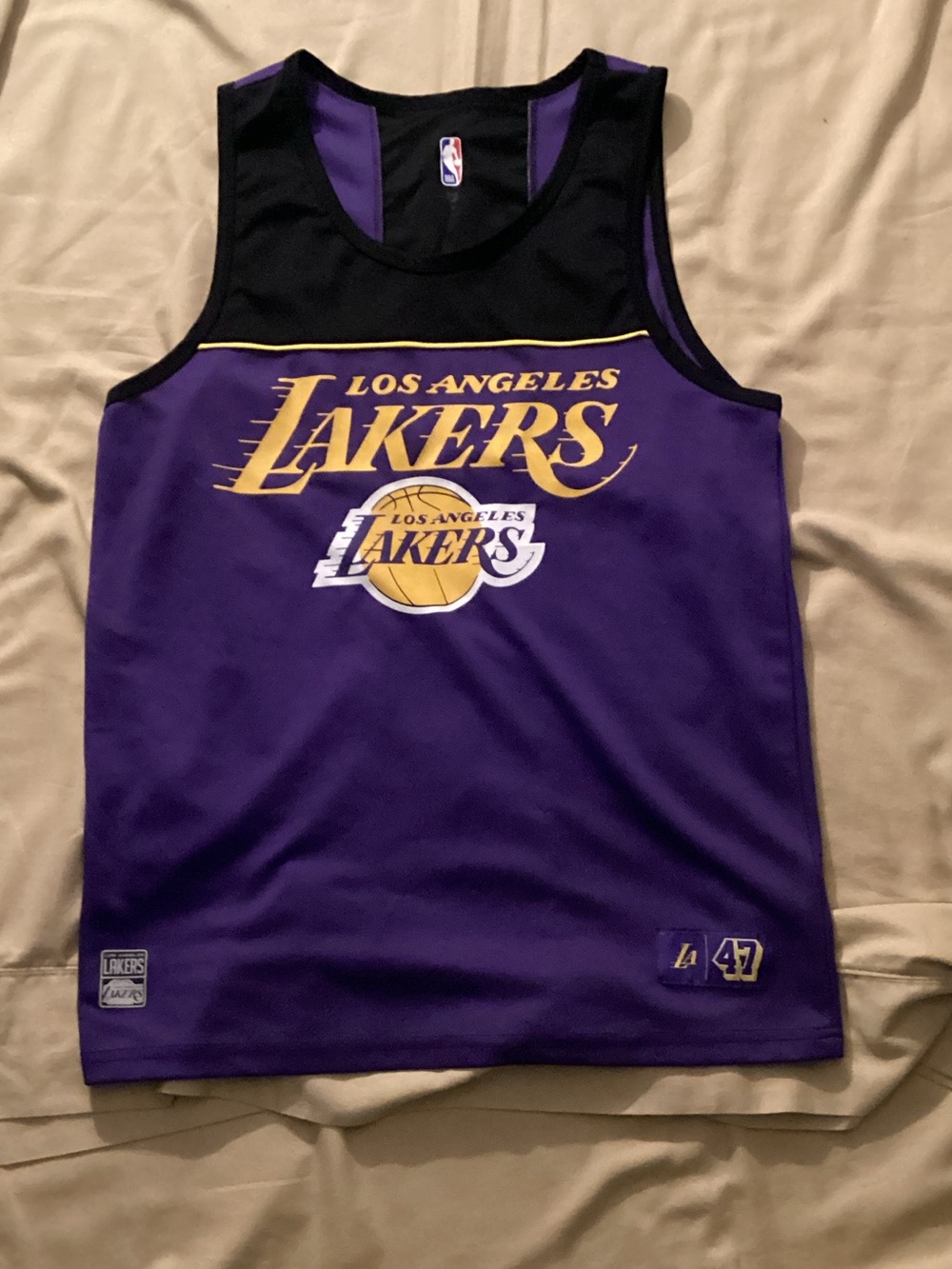 NBA Los Angeles Lakers Purple and Black Tank Top with Gold Logo